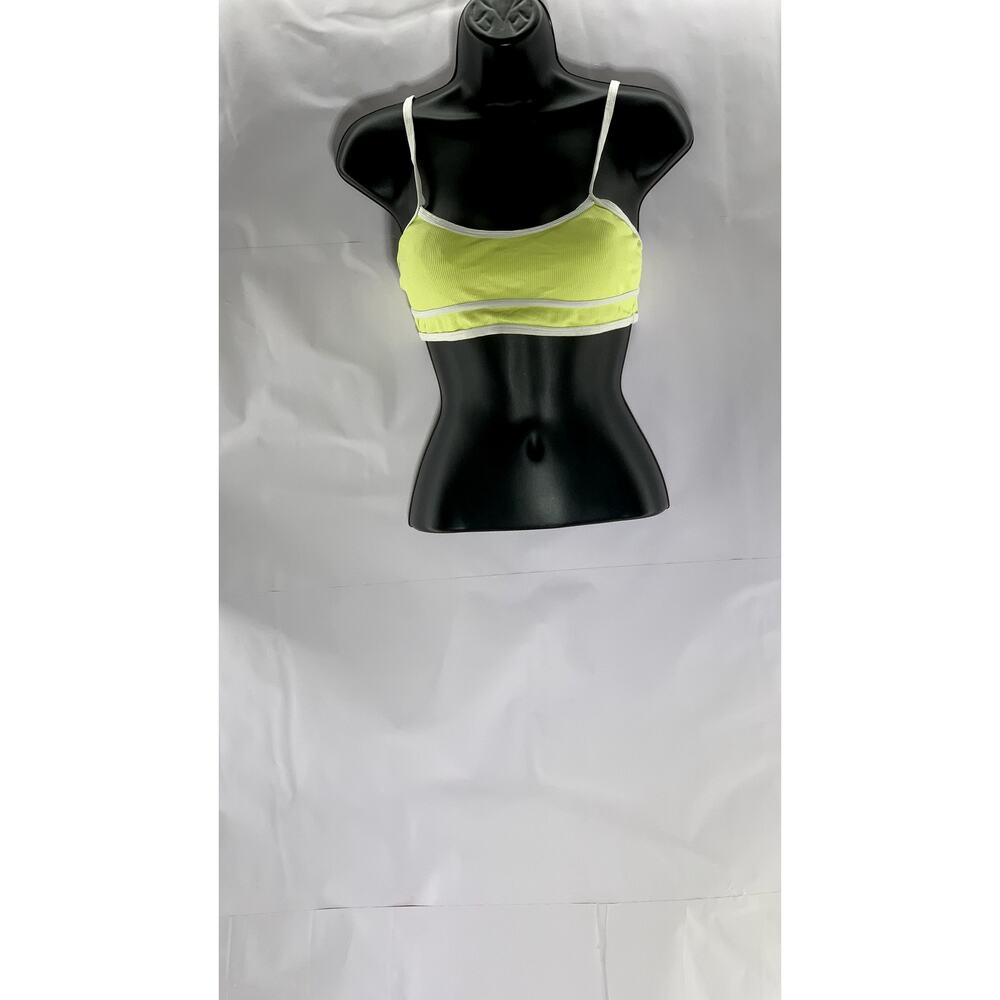 SHEIN Women's Yellow/White Ribbed Adjustable Strap Bralette SZ S